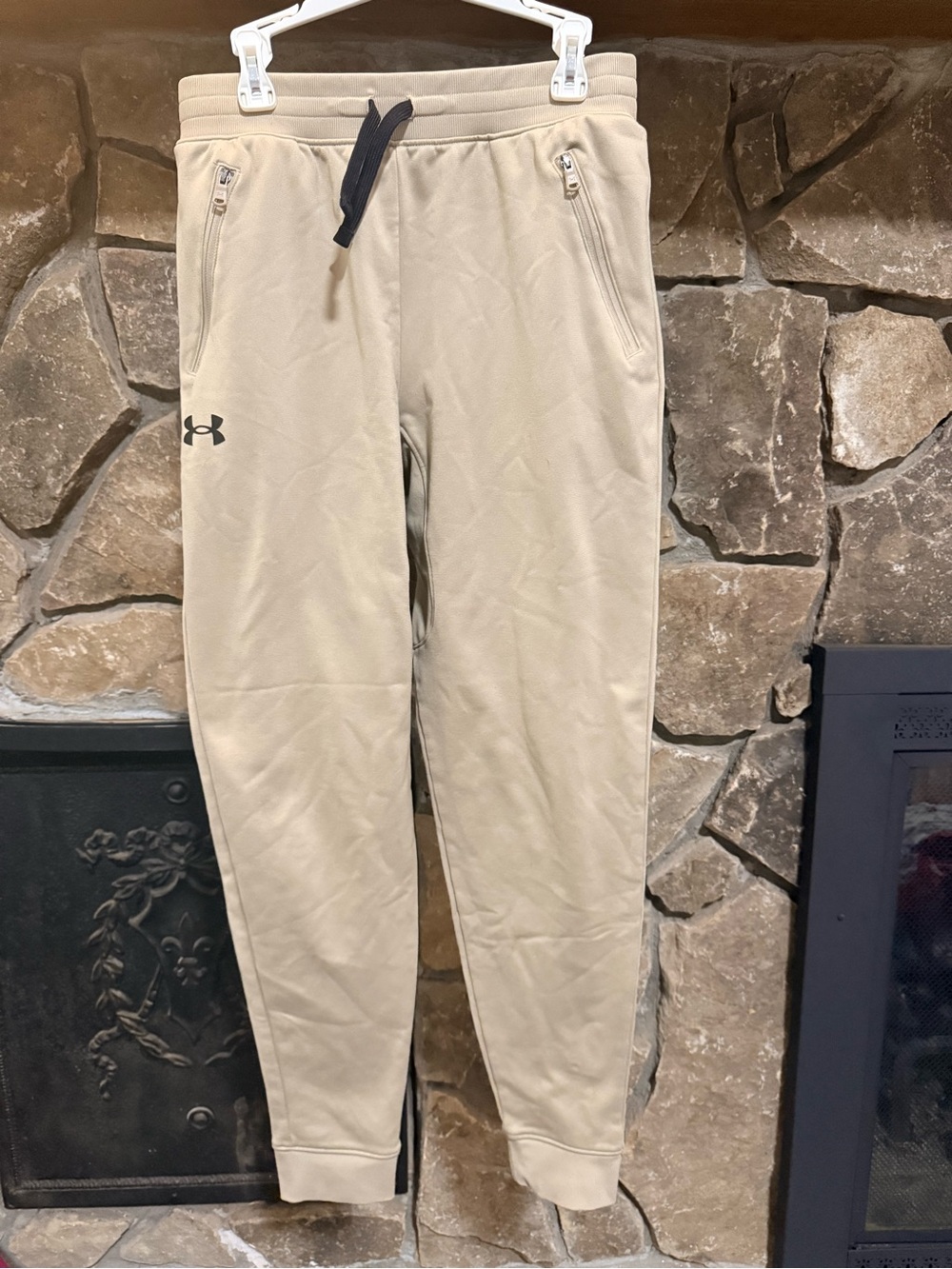 Under Armour Kids Tan Jogger Sweatpants with Black Drawstring